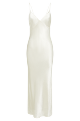 Kiko Satin Chiffon Midi Dress - Ivory